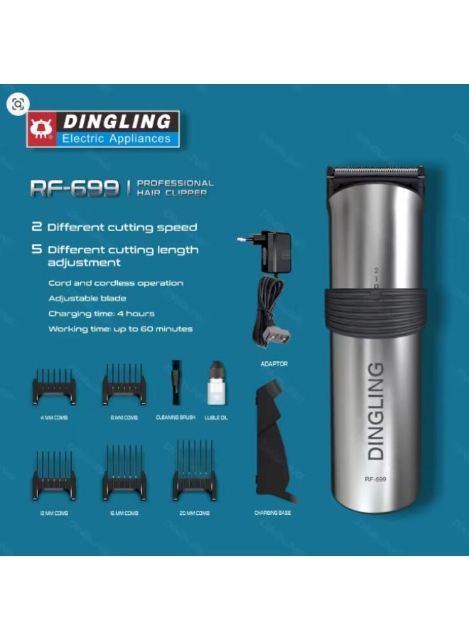 دينجلينج DingLing RF-699 مقص الشعر المهنية قابلة للشحن شفرة الكربون الصلب الشعر المتقلب للرجال 4 ساعات تهمة الوقت 220 فولت 50 هرتز - Image 4